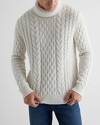 Cable Knit Wool-Blend Turtleneck Sweater