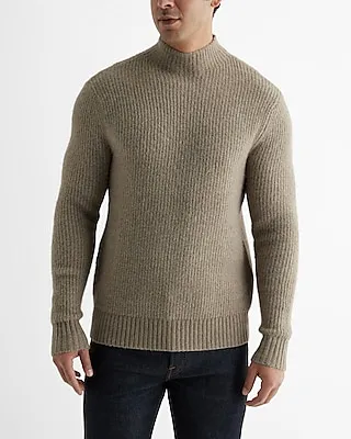 Fuzzy Ribbed Turtleneck Sweater Brown Men's