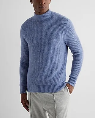 Fuzzy Ribbed Turtleneck Sweater