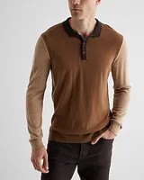 Color Block Merino Wool Sweater Polo Men