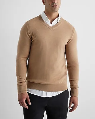 V-Neck Merino Wool Sweater Neutral Men's XL