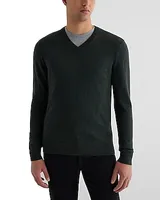 V-Neck Merino Wool Sweater Green Men's XS