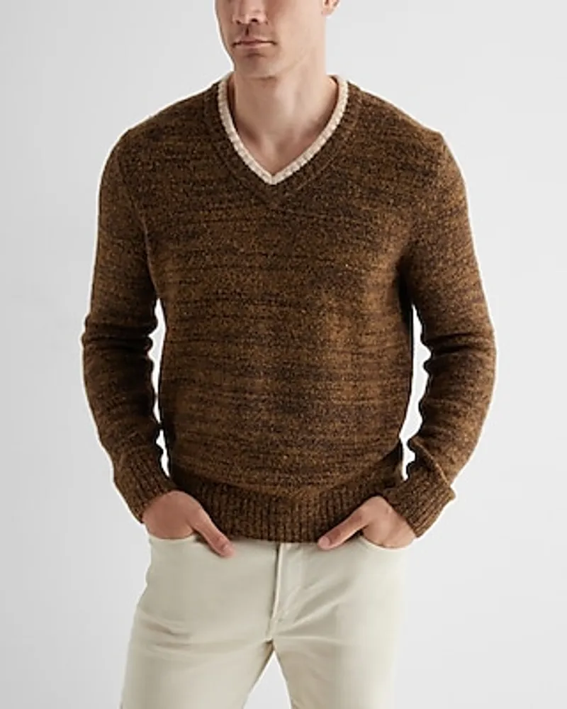 Textured Tipped V-Neck Sweater Men's Tall