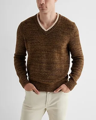 Textured Tipped V-Neck Sweater Men's
