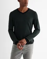 Big & Tall V-Neck Color Block Merino Wool Sweater Green Men's XXL