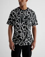 Relaxed Abstract Print Perfect Pima Cotton T-Shirt Black Men's M