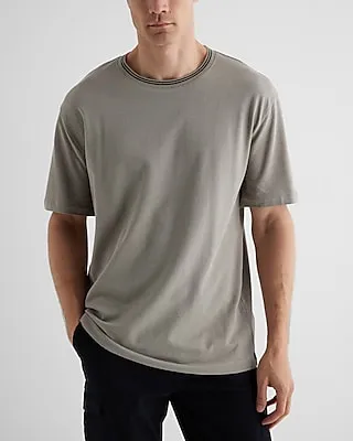 Relaxed Striped Collar Luxe Pique T-Shirt Brown Men's XL