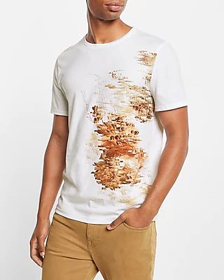 Floral Glitch Graphic T-Shirt White Men's L