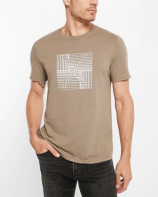 Geometric X Logo Graphic T-Shirt Brown Men's S