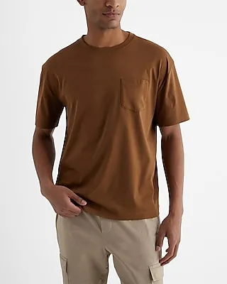 Crew Neck Pocket T-Shirt Brown Men's M