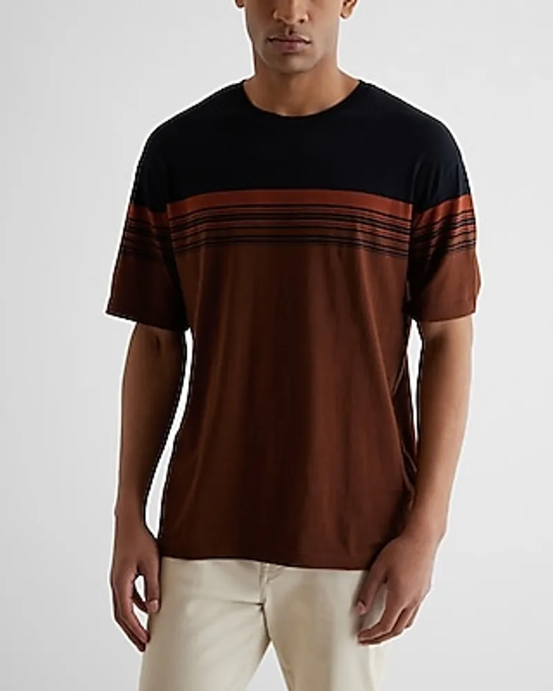 Relaxed Striped Perfect Pima Cotton Crew Neck T-Shirt