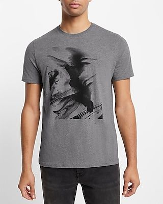 Abstract Bird Graphic T-Shirt Gray Men's XL