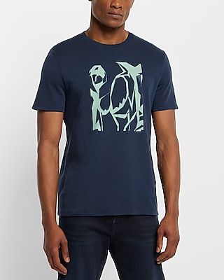Navy Abstract Graphic T-Shirt Blue Men's XS