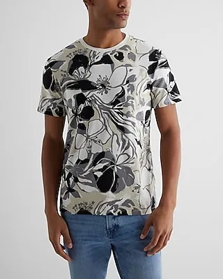 Big & Tall Painted Floral Perfect Pima Cotton T-Shirt Neutral Men's XXL