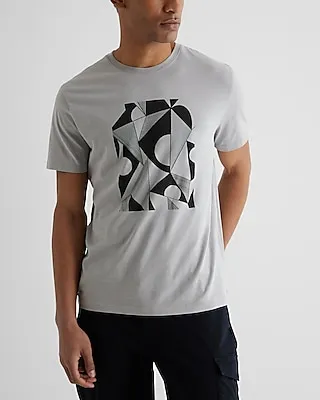 Big & Tall Mosaic Graphic Perfect Pima Cotton T-Shirt Gray Men's XXL