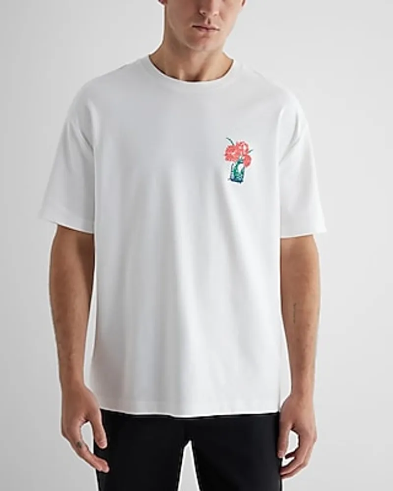 Relaxed Embroidered Floral Graphic T-Shirt