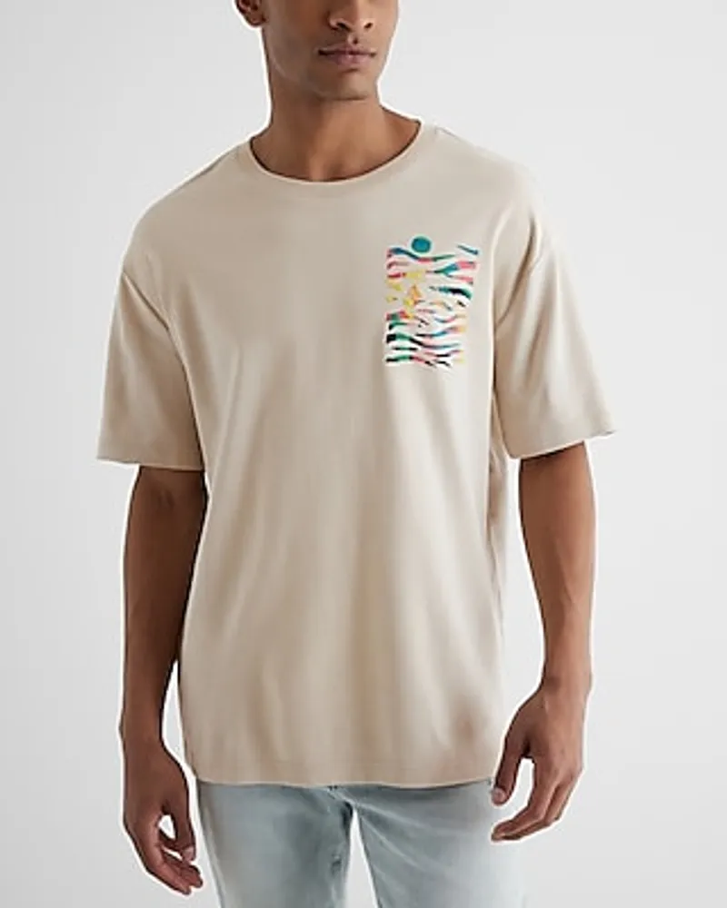 Relaxed Embroidered Wave Graphic T-Shirt Neutral Men's XL