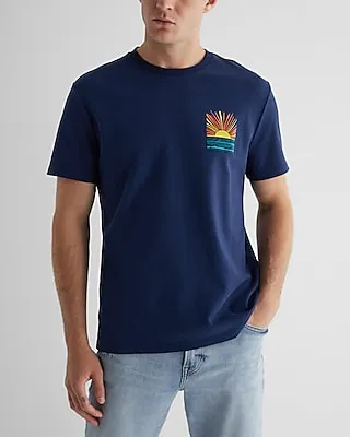 Embroidered Sunset Graphic T-Shirt