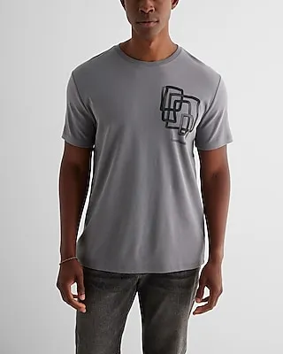 Painted Abstract Graphic T-Shirt Gray Men's XS