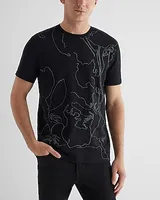 Abstract Floral Embroidered T-Shirt Black Men's