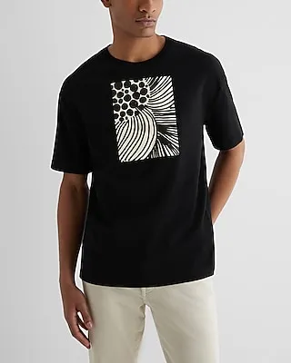 Line Floral Graphic T-Shirt Black Men's XS