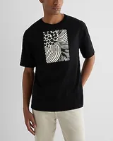 Line Floral Graphic T-Shirt Black Men's M