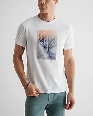 Mesh Floral Graphic T-Shirt White Men's