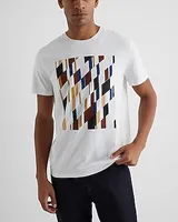 Abstract Shape Graphic Perfect Pima Cotton T-Shirt White Men's XS