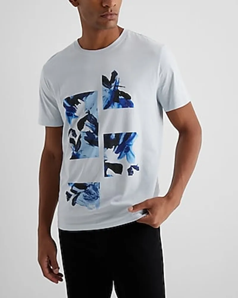 Framed Floral Graphic T-Shirt Blue Men's XS