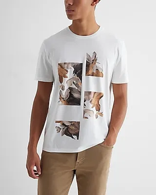 Framed Floral Graphic T-Shirt White Men's