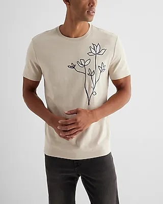 Embroidered Stem Floral Chest Graphic T-Shirt