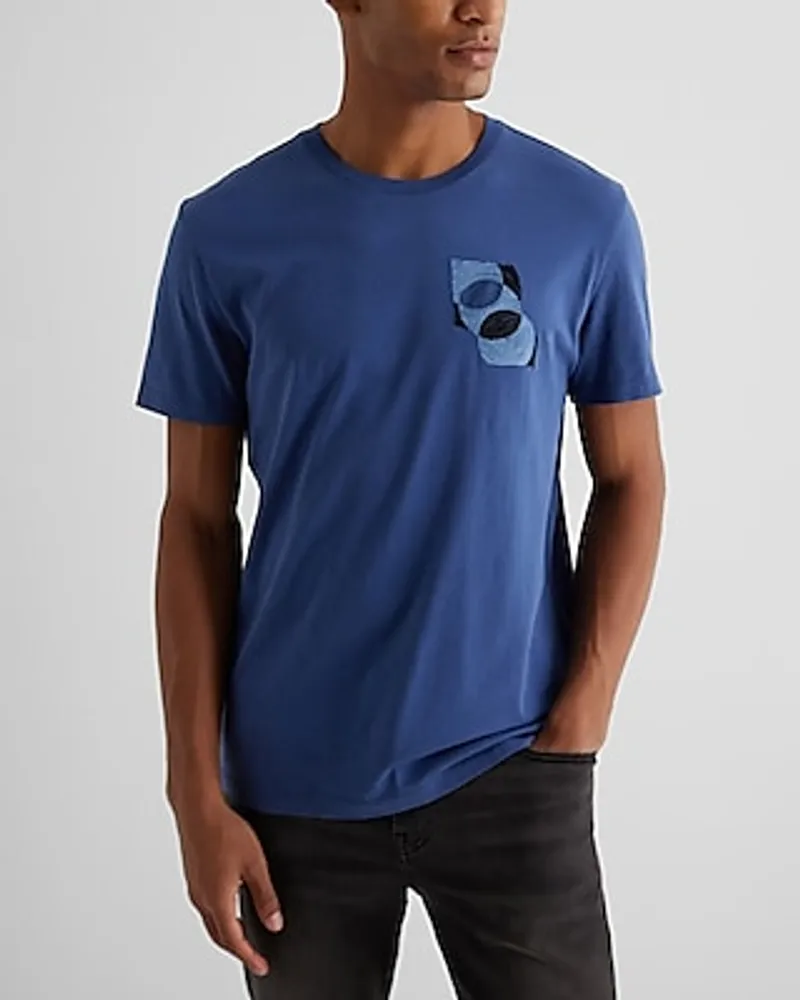 Embroidered Graphic Perfect Pima Cotton T-Shirt Blue Men's L