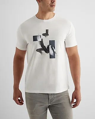 Geo Paint Stroke Graphic T-Shirt White Men's XL Tall