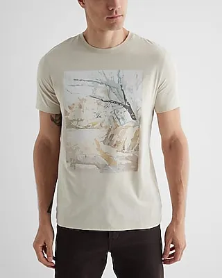 Painted Scene Graphic T-Shirt Neutral Men's M