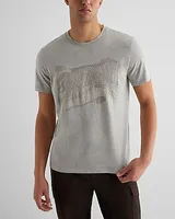 Embroidered Abstract Mountain Graphic Perfect Pima Cotton T-Shirt Gray Men's