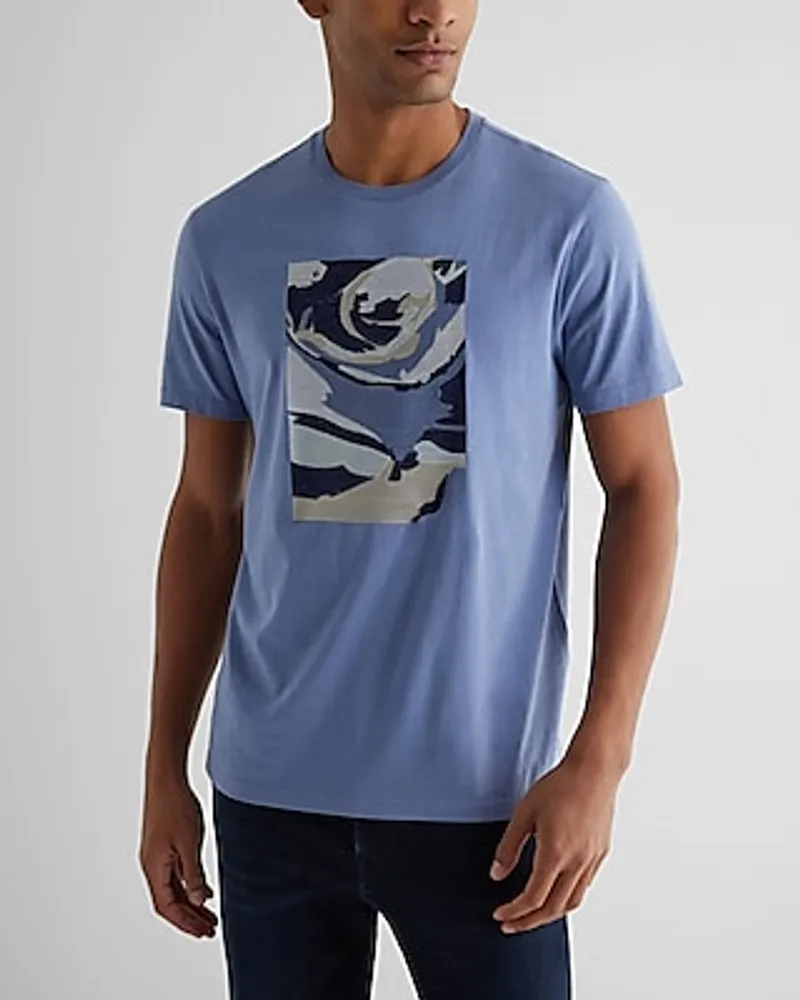 Embroidered Abstract Graphic Perfect Pima Cotton T-Shirt Blue Men's S