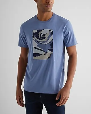 Embroidered Abstract Graphic Perfect Pima Cotton T-Shirt Blue Men's L Tall