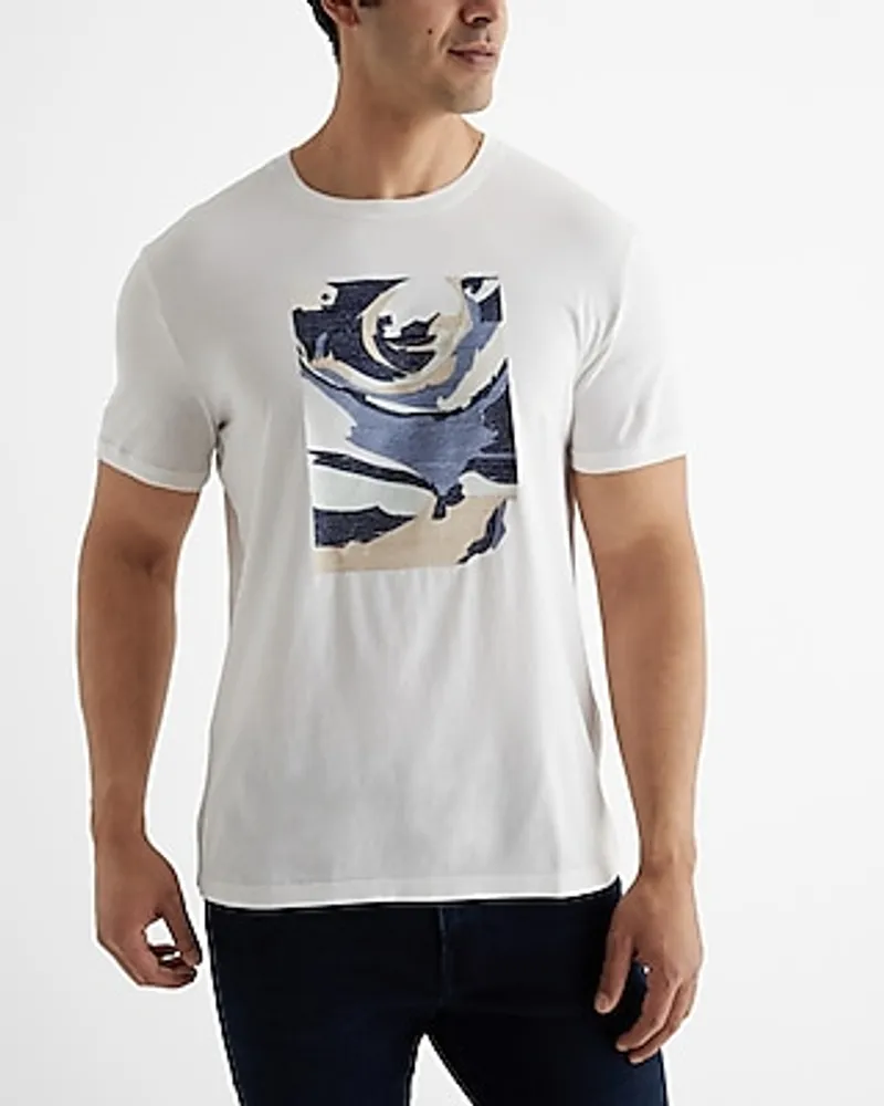 Embroidered Abstract Graphic Perfect Pima Cotton T-Shirt White Men's S