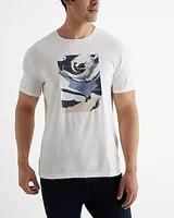 Embroidered Abstract Graphic Perfect Pima Cotton T-Shirt White Men's