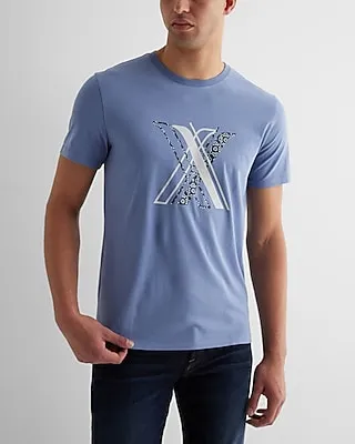 Layered Printed X Logo Graphic Perfect Pima Cotton T-Shirt Men's
