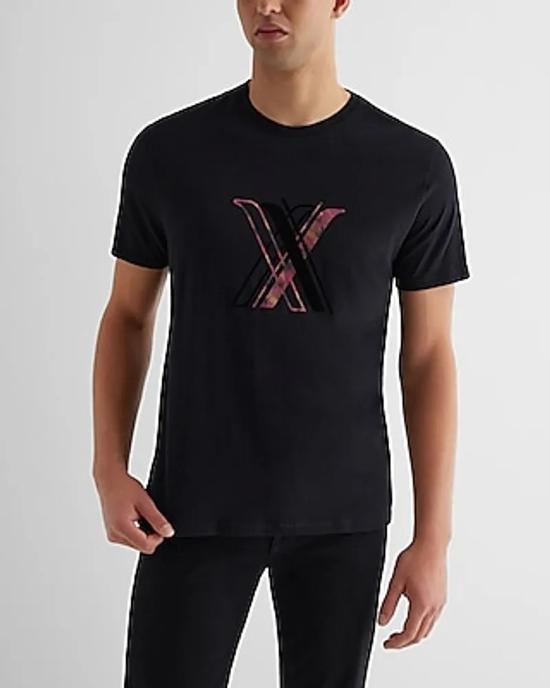 Textured X Logo Graphic Perfect Pima Cotton T-Shirt Black Men's XL