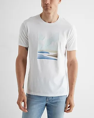 Embroidered Mountain Graphic T-Shirt White Men's M