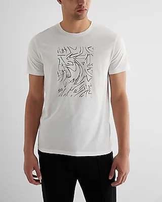Abstract Line Graphic T-Shirt White Men's L