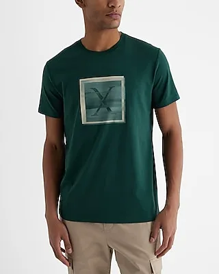 Layered X Logo Graphic Perfect Pima Cotton T-Shirt Green Men's XXL Tall