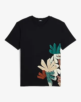 Leaf Cluster Perfect Pima Cotton Graphic T-Shirt Black Men's