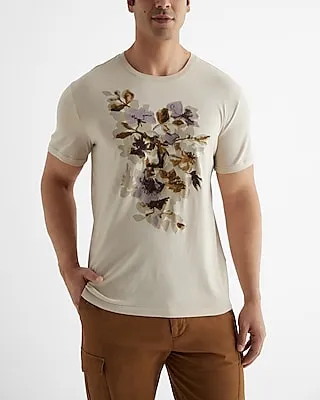 Embroidered Floral Perfect Pima Cotton Graphic T-Shirt Neutral Men's S