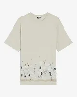 Relaxed Crane Print Perfect Pima Cotton T-Shirt Neutral Men's XL