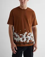 Relaxed Crane Print Perfect Pima Cotton T-Shirt Brown Men's S