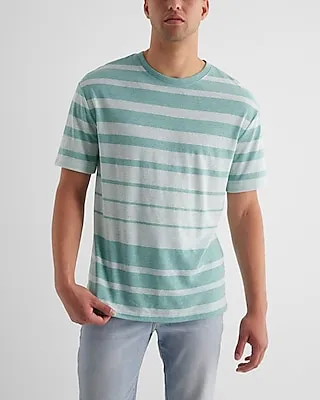 Relaxed Striped Linen-Blend T-Shirt Blue Men's L