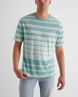 Relaxed Striped Linen-Blend T-Shirt Blue Men's L